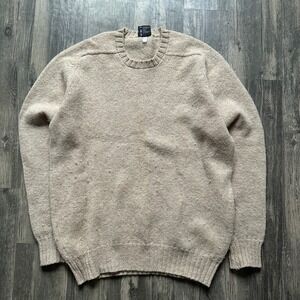 Men's Beige Shetland Crewneck Sweater